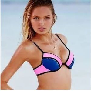 Victoria's Secret Pink & Blue Color Block Bikini Top